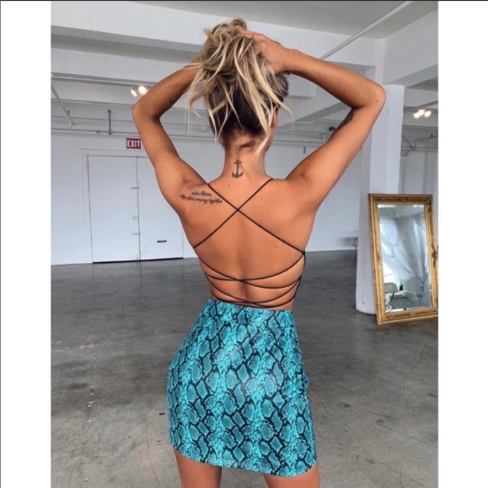 TIGER MIST Snakeskin Faux Leather Mini skirt